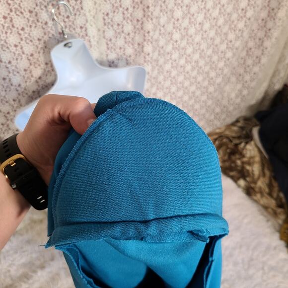 Vintage 90s Lady graff blue open front embroidered tight knit cardigan size xl - Picture 9 of 9